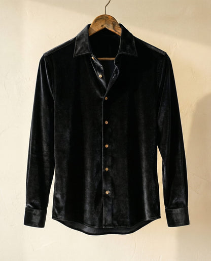 Men's Cotton-Blend Button-Up Shirt in Blue – front view | Hensley London