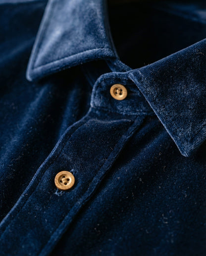 Men's Cotton-Blend Button-Up Shirt in Blue – back view | Hensley London