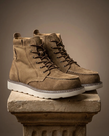Men's Moc-Toe Lace-Up Ankle Boots in Tan – product view | Hensley London
