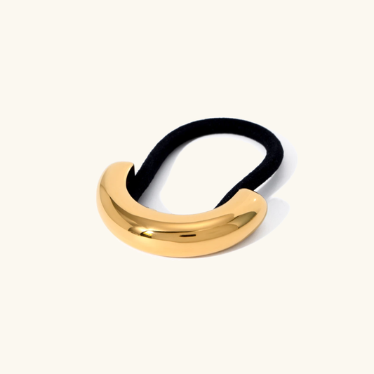 Glossy Arch Pony Cuff Hair Accessory – Minimalist Gold Band, Waterproof, Hypoallergenic, Lightweight Design 0