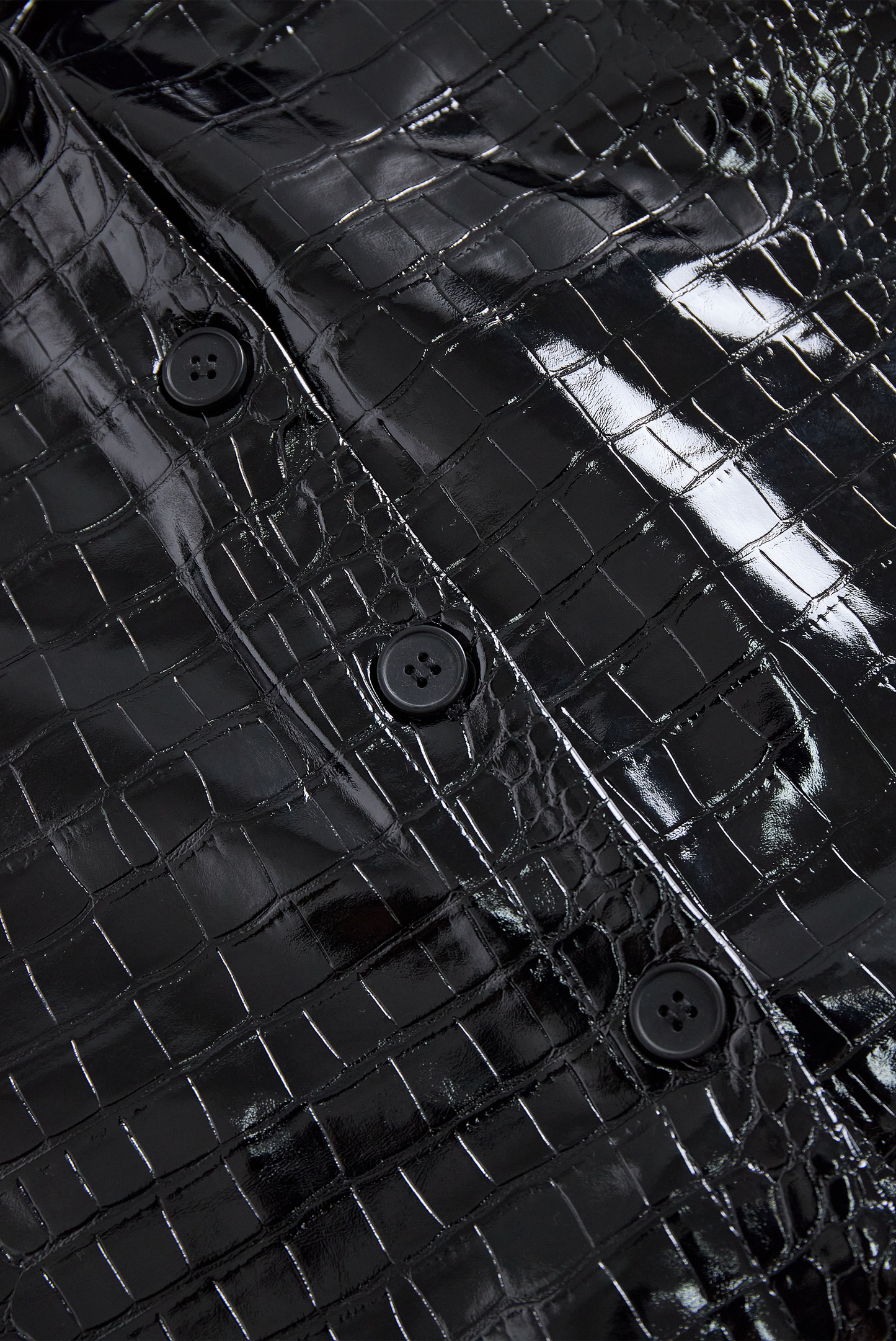 Women's Glossy Croc-Embossed Button-Front Shirt - additional product view | Hensley London