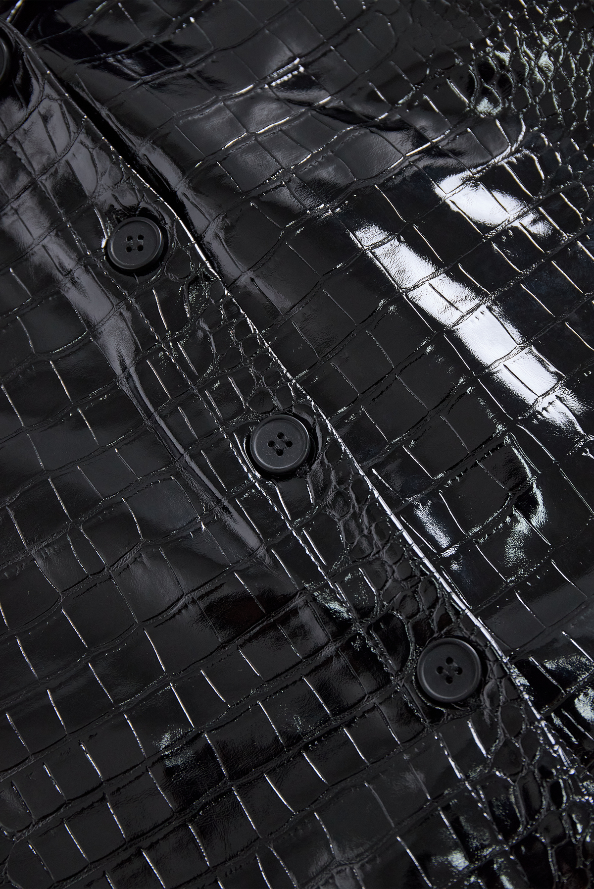 Women's Glossy Croc-Embossed Button-Front Shirt - additional product view | Hensley London