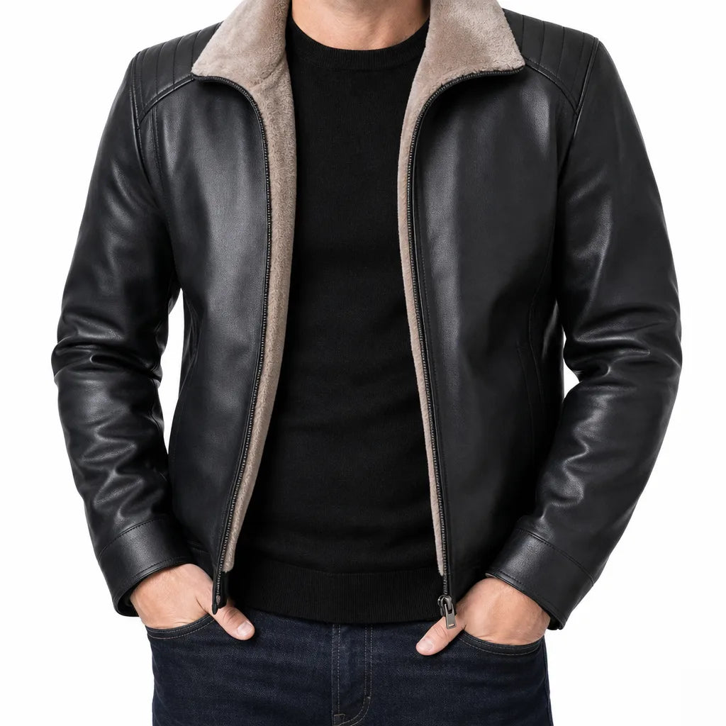 Men's Fleece-Lined Zip Jacket – product view | Hensley London