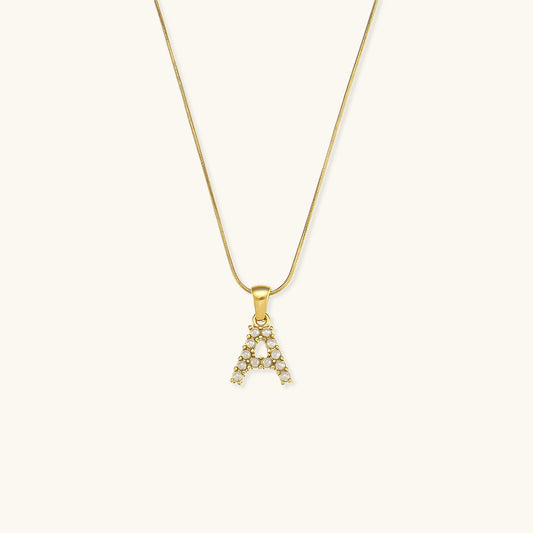 Gold-Finished Initial Necklace with Freshwater Pearls – Customizable Personalized Jewelry for Women 0