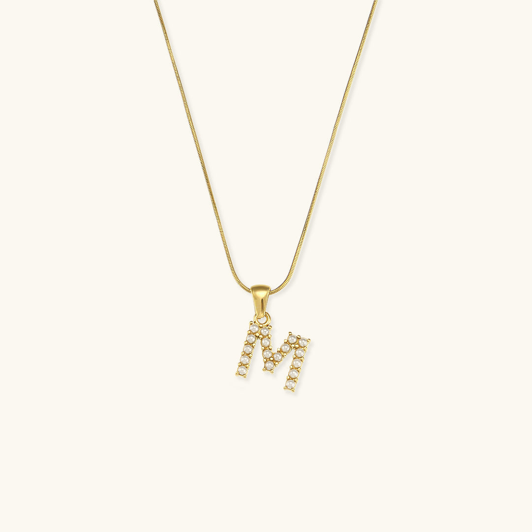 Gold-Finished Initial Necklace with Freshwater Pearls – Customizable Personalized Jewelry for Women 12
