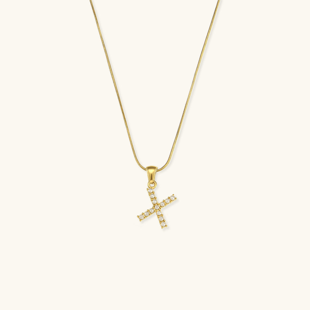 Gold-Finished Initial Necklace with Freshwater Pearls – Customizable Personalized Jewelry for Women 26