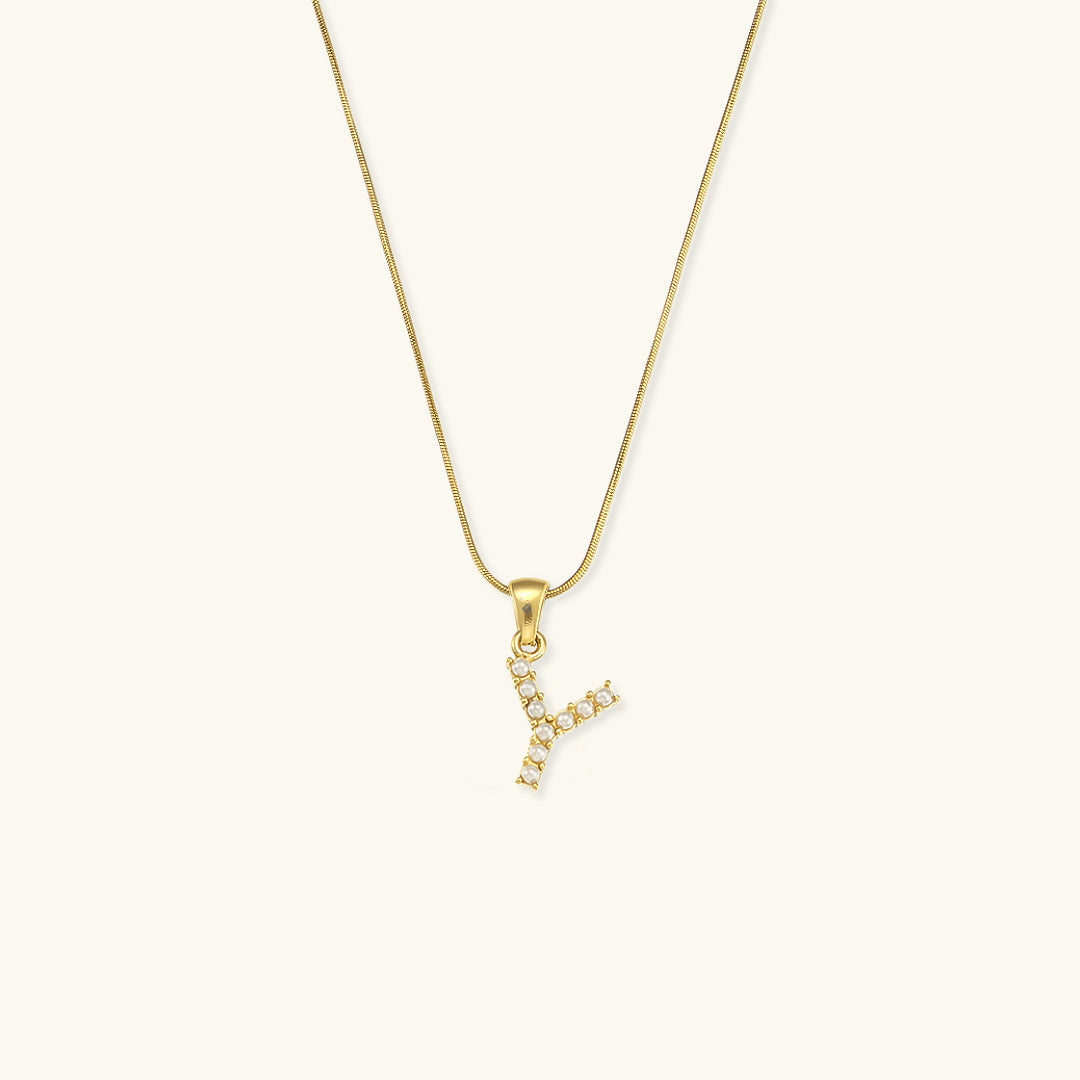 Gold-Finished Initial Necklace with Freshwater Pearls – Customizable Personalized Jewelry for Women 28