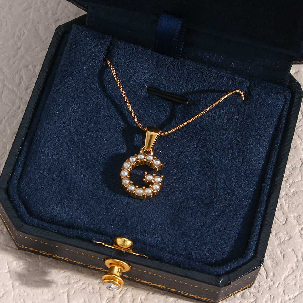Gold-Finished Initial Necklace with Freshwater Pearls – Customizable Personalized Jewelry for Women 3
