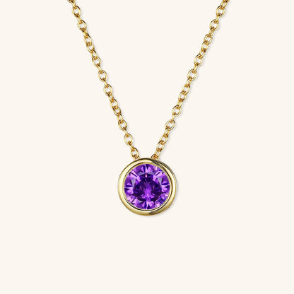 Gold Birthstone Necklace for Women - Personalized 14k Gold Pendant with Birth Month Gemstone 15