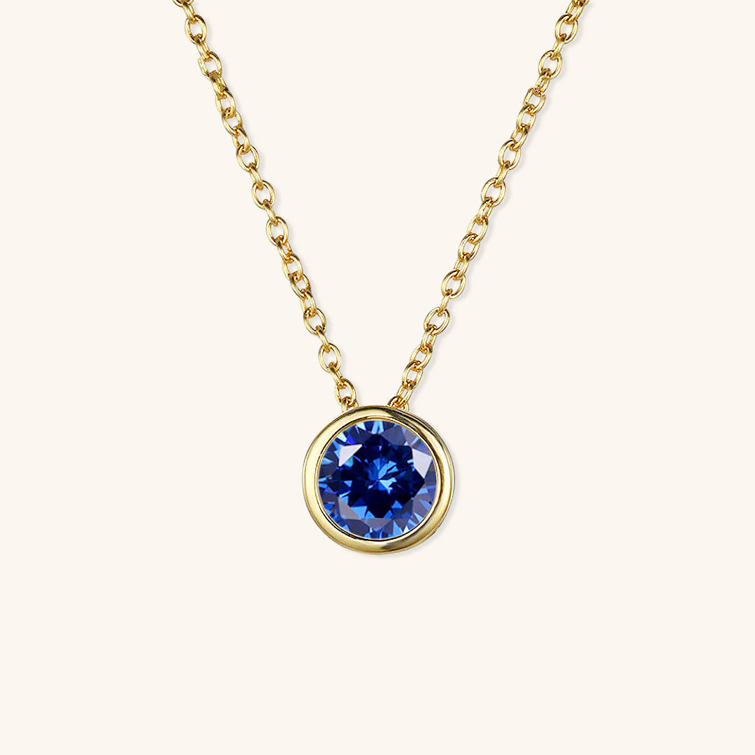 Gold Birthstone Necklace for Women - Personalized 14k Gold Pendant with Birth Month Gemstone 16