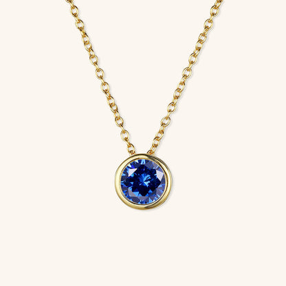 Gold Birthstone Necklace for Women - Personalized 14k Gold Pendant with Birth Month Gemstone 16