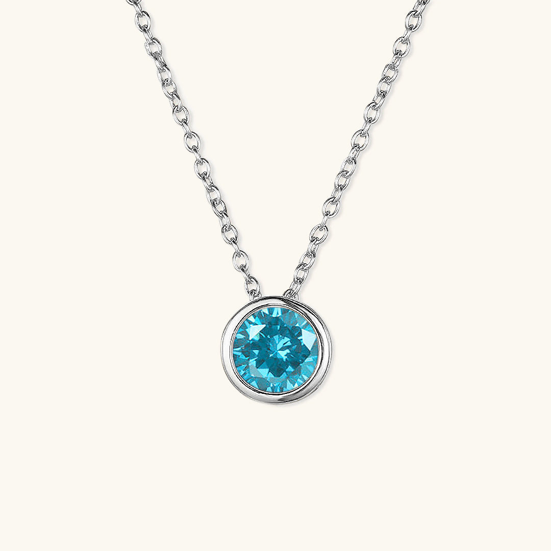 Gold Birthstone Necklace for Women - Personalized 14k Gold Pendant with Birth Month Gemstone 17
