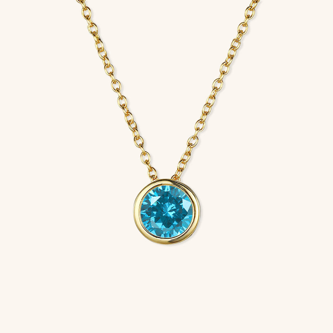 Gold Birthstone Necklace for Women - Personalized 14k Gold Pendant with Birth Month Gemstone 18