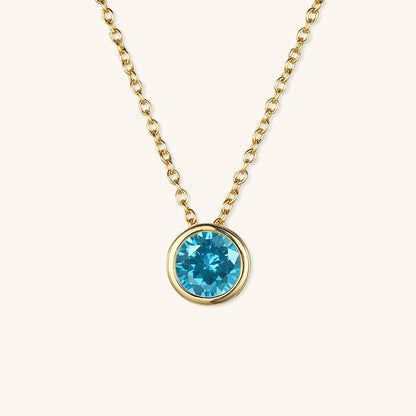 Gold Birthstone Necklace for Women - Personalized 14k Gold Pendant with Birth Month Gemstone 18