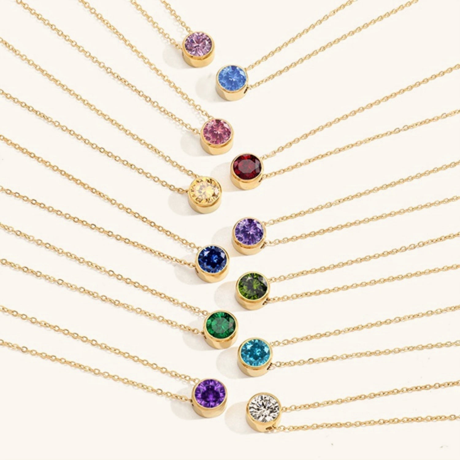 Gold Birthstone Necklace for Women - Personalized 14k Gold Pendant with Birth Month Gemstone 6
