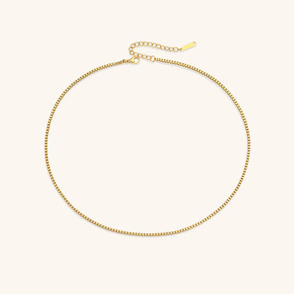 Gold Box Chain Necklace for Women – Adjustable 14k Gold Chain with Square Links, Hypoallergenic and Water-Resistant 0