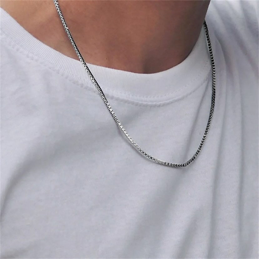 Gold Box Chain Necklace for Women – Adjustable 14k Gold Chain with Square Links, Hypoallergenic and Water-Resistant 5