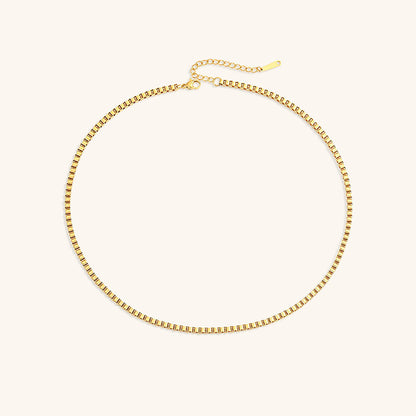 Gold Box Chain Necklace for Women – Adjustable 14k Gold Chain with Square Links, Hypoallergenic and Water-Resistant 6