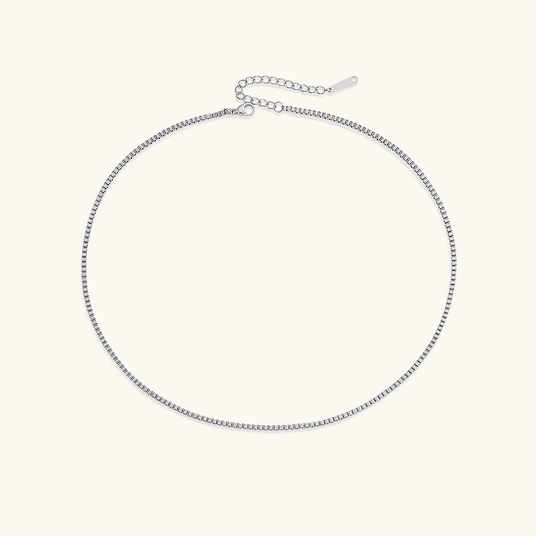 Gold Box Chain Necklace for Women – Adjustable 14k Gold Chain with Square Links, Hypoallergenic and Water-Resistant 7