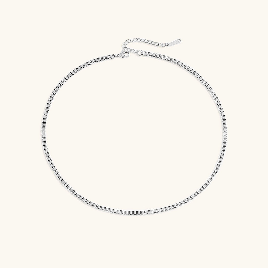 Gold Box Chain Necklace for Women – Adjustable 14k Gold Chain with Square Links, Hypoallergenic and Water-Resistant 8