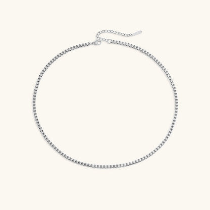 Gold Box Chain Necklace for Women – Adjustable 14k Gold Chain with Square Links, Hypoallergenic and Water-Resistant 8