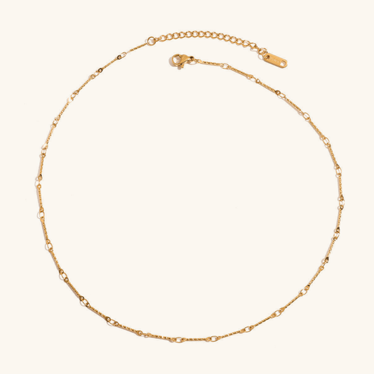 Gold Chain Necklace for Women, 16-Inch Adjustable Linked Necklace in 18k Gold Plated Stainless Steel, Waterproof and Hypoallergenic 0