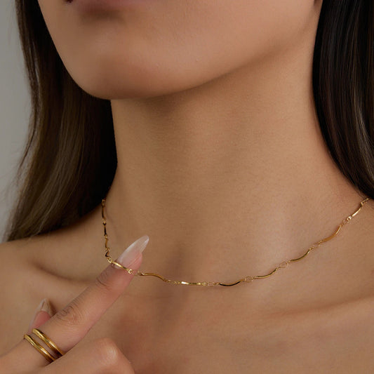 Gold Chain Necklace for Women, 16-Inch Adjustable Linked Necklace in 18k Gold Plated Stainless Steel, Waterproof and Hypoallergenic 1