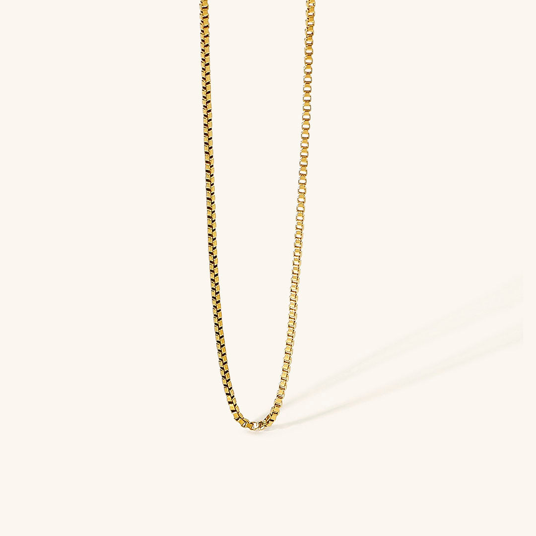 Gold Chain Necklace for Women – 18k Gold-Plated Stainless Steel with Square Links, Hypoallergenic 0