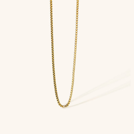 Gold Chain Necklace for Women – 18k Gold-Plated Stainless Steel with Square Links, Hypoallergenic 0