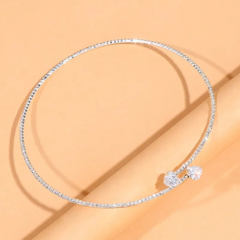 Gold Choker Necklace with Diamond Heart Design – Adjustable Open Cuff for Women, Elegant Statement Jewelry 2