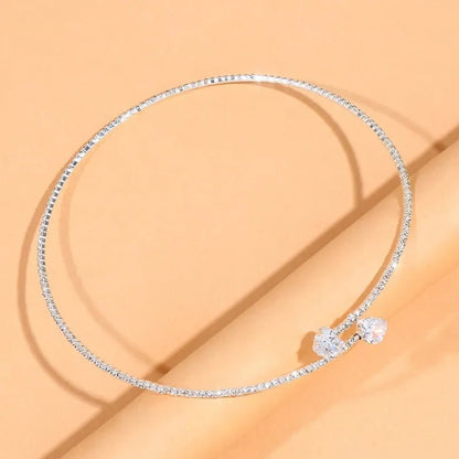 Gold Choker Necklace with Diamond Heart Design – Adjustable Open Cuff for Women, Elegant Statement Jewelry 2