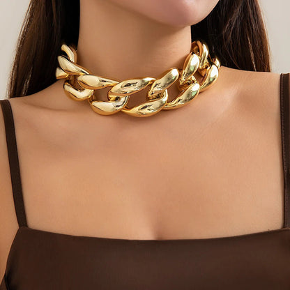 Gold Chunky Cuban Link Choker Necklace – Bold Statement Jewelry for Women, Adjustable Length 40+5cm