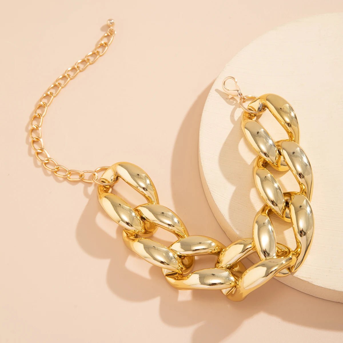 Gold Chunky Cuban Link Choker Necklace – Bold Statement Jewelry for Women, Adjustable Length 40+5cm