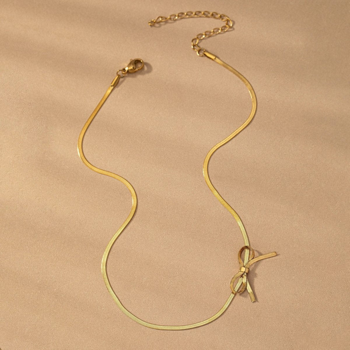 Gold Dainty Bow Necklace for Women – Elegant Stainless Steel Jewelry with Extender, Lightweight and Stylish 6