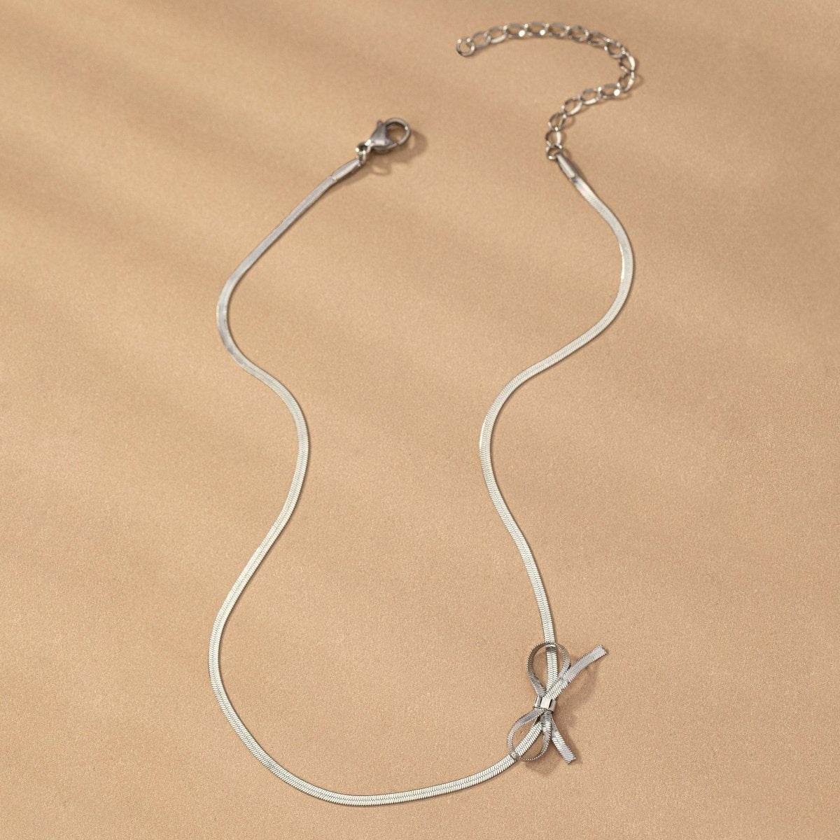 Gold Dainty Bow Necklace for Women – Elegant Stainless Steel Jewelry with Extender, Lightweight and Stylish 7