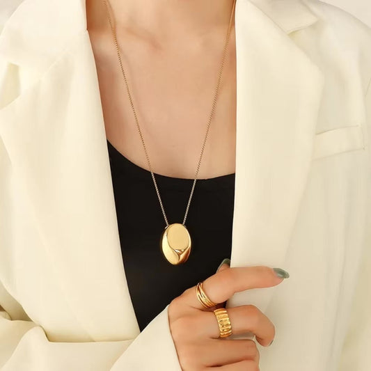 Gold Dome Pendant Necklace for Women – 18k Gold-Plated, Waterproof, Hypoallergenic Jewelry, 23 Inches 1