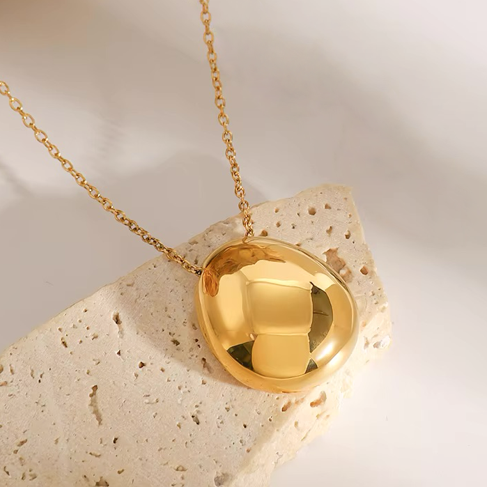 Gold Dome Pendant Necklace for Women – 18k Gold-Plated, Waterproof, Hypoallergenic Jewelry, 23 Inches 2