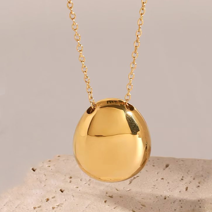 Gold Dome Pendant Necklace for Women – 18k Gold-Plated, Waterproof, Hypoallergenic Jewelry, 23 Inches 3