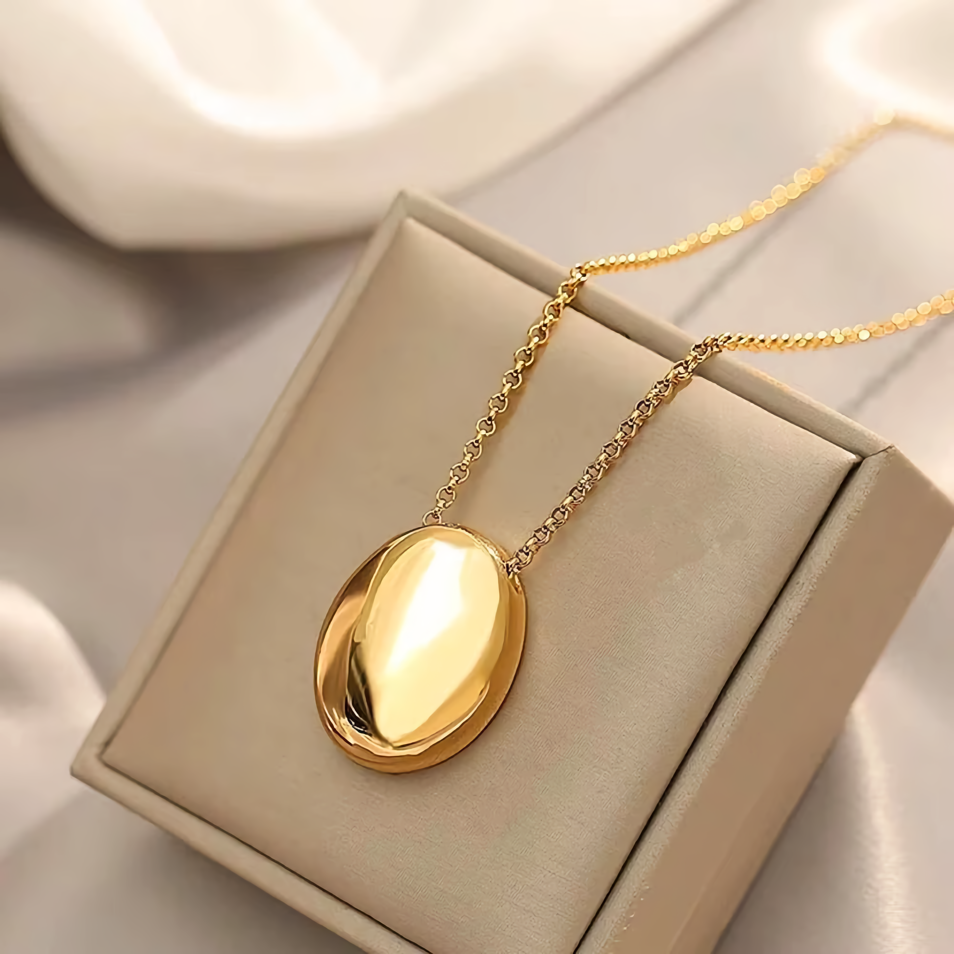 Gold Dome Pendant Necklace for Women – 18k Gold-Plated, Waterproof, Hypoallergenic Jewelry, 23 Inches 4