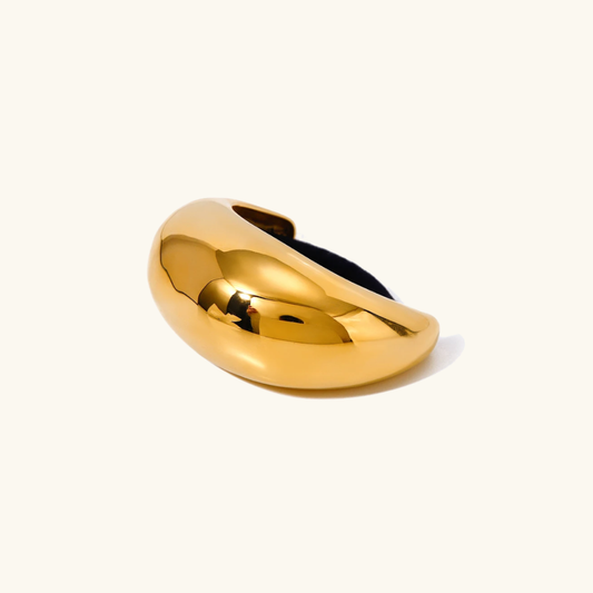 Gold Dome Ponytail Cuff - Hypoallergenic Stainless Steel-Plated Hair Accessory with Stretchy Band for Secure Fit 0