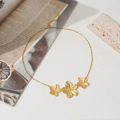 Gold Flower Necklace for Women – Bohemian Chic Design, Waterproof, Hypoallergenic, Stainless Steel with 18k Gold Plating, 18-Inch Length 2