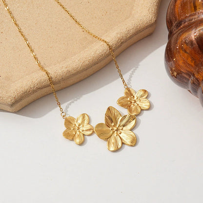 Gold Flower Necklace for Women – Bohemian Chic Design, Waterproof, Hypoallergenic, Stainless Steel with 18k Gold Plating, 18-Inch Length 3