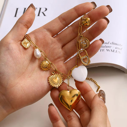Gold Heart Locket Necklace with Freshwater Pearls on Paperclip Chain – Hypoallergenic and Waterproof Jewelry for Women 2