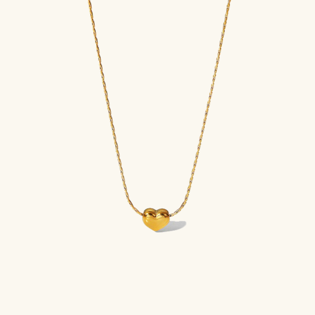 Gold Heart Pendant Necklace for Women – Hypoallergenic Stainless Steel, 15-Inch Length, Elegant Design for All Occasions 0