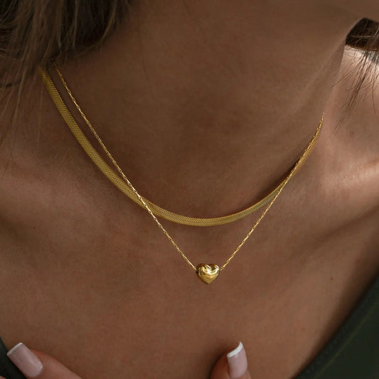 Gold Heart Pendant Necklace for Women – Hypoallergenic Stainless Steel, 15-Inch Length, Elegant Design for All Occasions 1