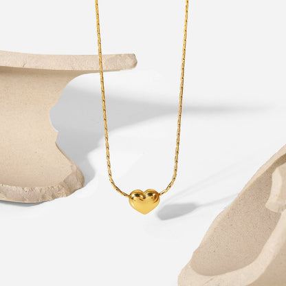 Gold Heart Pendant Necklace for Women – Hypoallergenic Stainless Steel, 15-Inch Length, Elegant Design for All Occasions 3