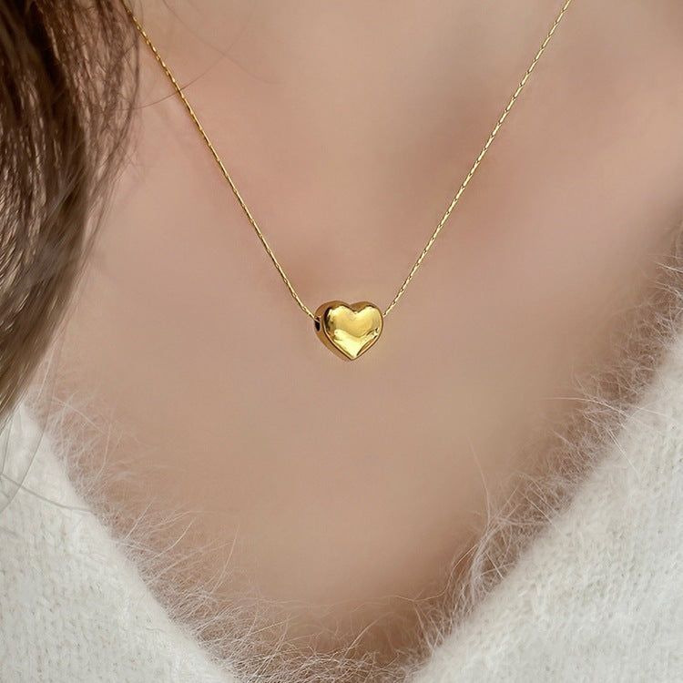 Gold Heart Pendant Necklace for Women – Hypoallergenic Stainless Steel, 15-Inch Length, Elegant Design for All Occasions 5