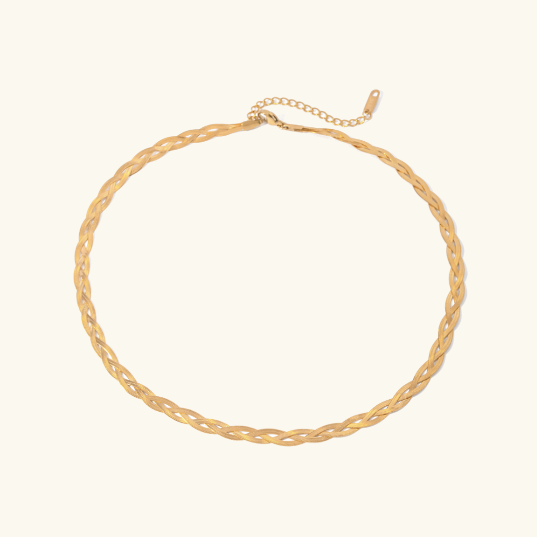 Gold Herringbone Necklace for Women – Layered Design, Waterproof, Hypoallergenic Gold Chain, 15-Inch Length 0
