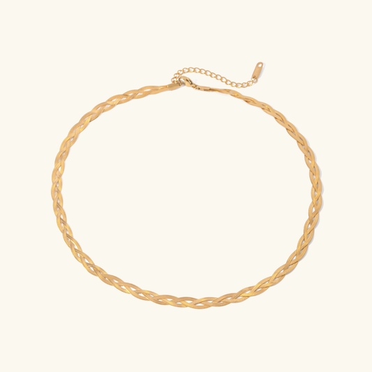 Gold Herringbone Necklace for Women – Layered Design, Waterproof, Hypoallergenic Gold Chain, 15-Inch Length 0