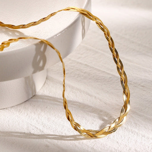 Gold Herringbone Necklace for Women – Layered Design, Waterproof, Hypoallergenic Gold Chain, 15-Inch Length 1